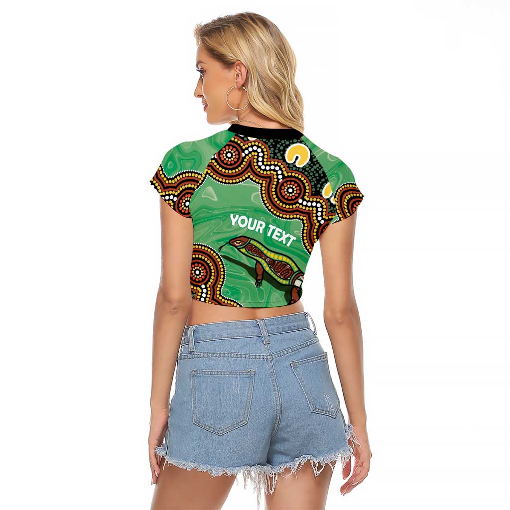 Personalised Australia Goanna NAIDOC Week 2026 Raglan Cropped T Shirt 50 Years of Deadly Aboriginal Art