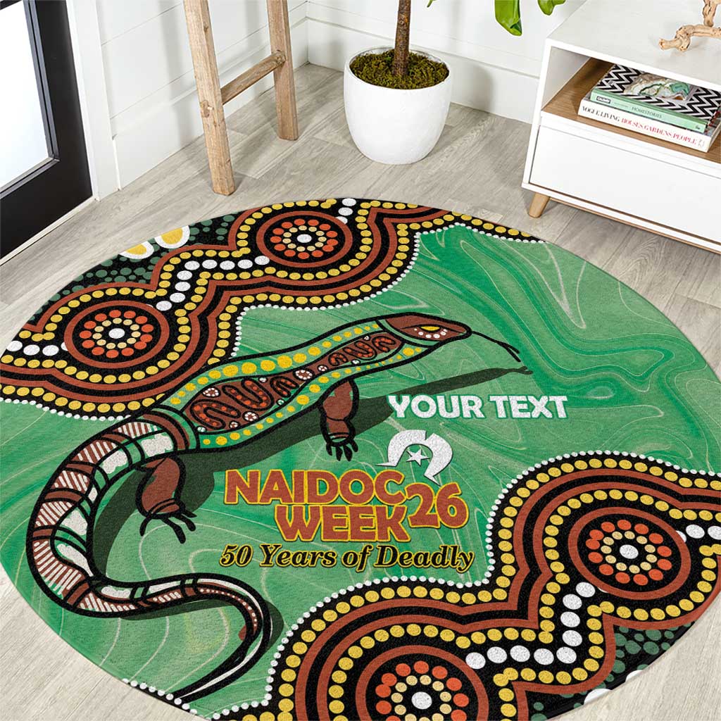 Personalised Australia Goanna NAIDOC Week 2026 Round Carpet 50 Years of Deadly Aboriginal Art