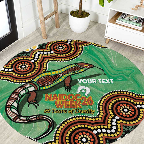 Personalised Australia Goanna NAIDOC Week 2026 Round Carpet 50 Years of Deadly Aboriginal Art