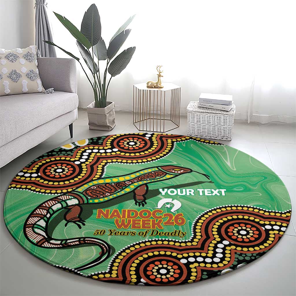 Personalised Australia Goanna NAIDOC Week 2026 Round Carpet 50 Years of Deadly Aboriginal Art