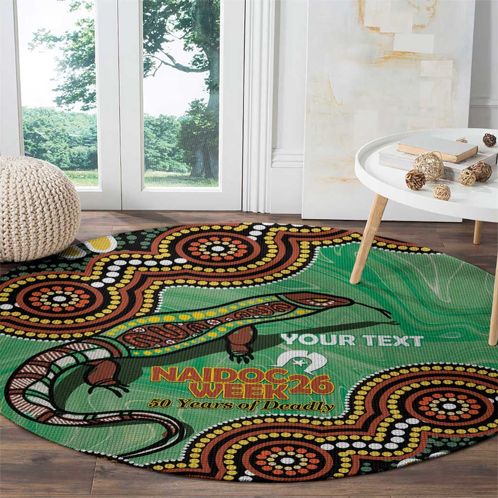 Personalised Australia Goanna NAIDOC Week 2026 Round Carpet 50 Years of Deadly Aboriginal Art