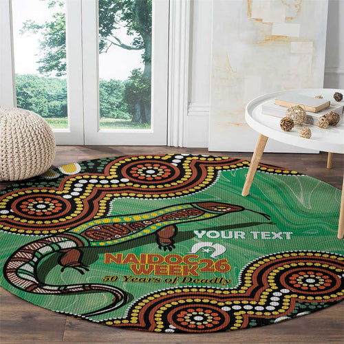 Personalised Australia Goanna NAIDOC Week 2026 Round Carpet 50 Years of Deadly Aboriginal Art