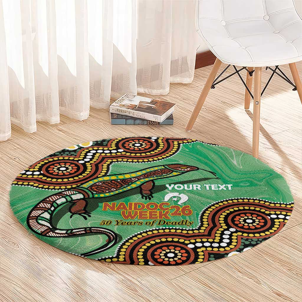 Personalised Australia Goanna NAIDOC Week 2026 Round Carpet 50 Years of Deadly Aboriginal Art