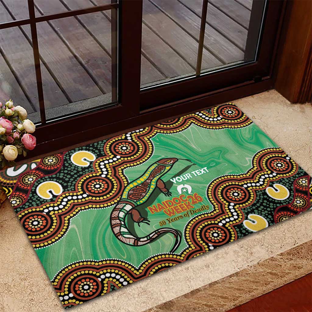 Personalised Australia Goanna NAIDOC Week 2026 Rubber Doormat 50 Years of Deadly Aboriginal Art