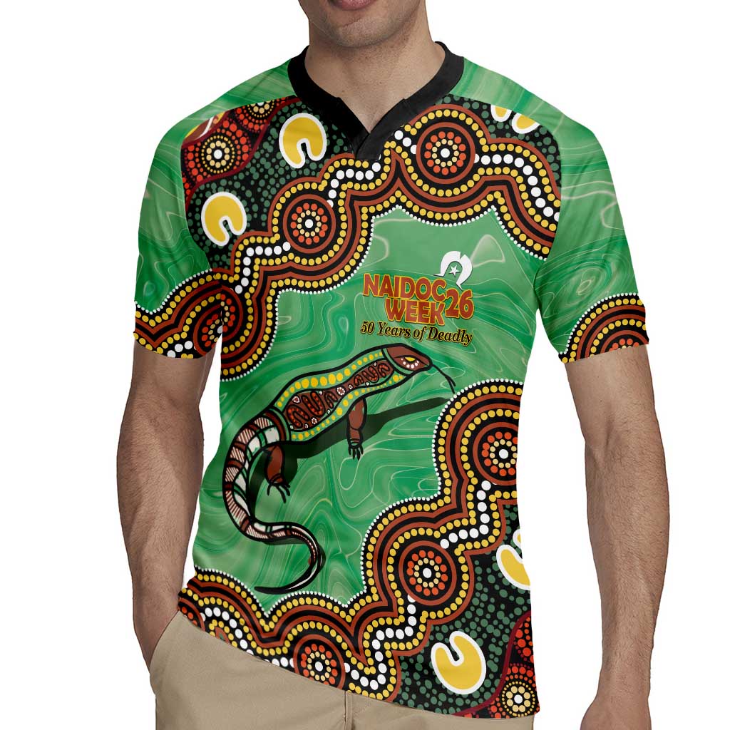 Personalised Australia Goanna NAIDOC Week 2026 Rugby Jersey 50 Years of Deadly Aboriginal Art