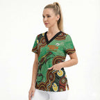 Personalised Australia Goanna NAIDOC Week 2026 Scrub Top 50 Years of Deadly Aboriginal Art