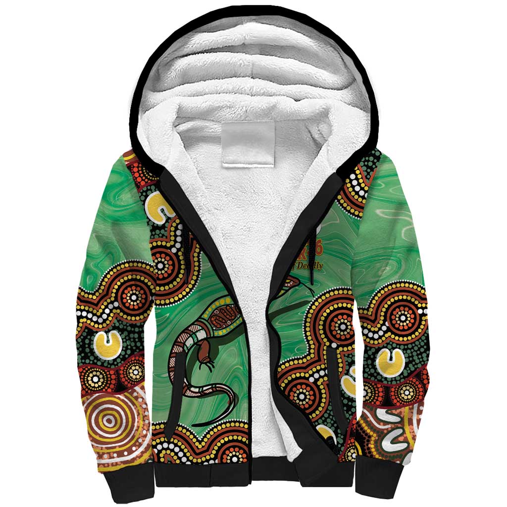 Personalised Australia Goanna NAIDOC Week 2026 Sherpa Hoodie 50 Years of Deadly Aboriginal Art