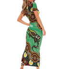 Personalised Australia Goanna NAIDOC Week 2026 Short Sleeve Bodycon Dress 50 Years of Deadly Aboriginal Art