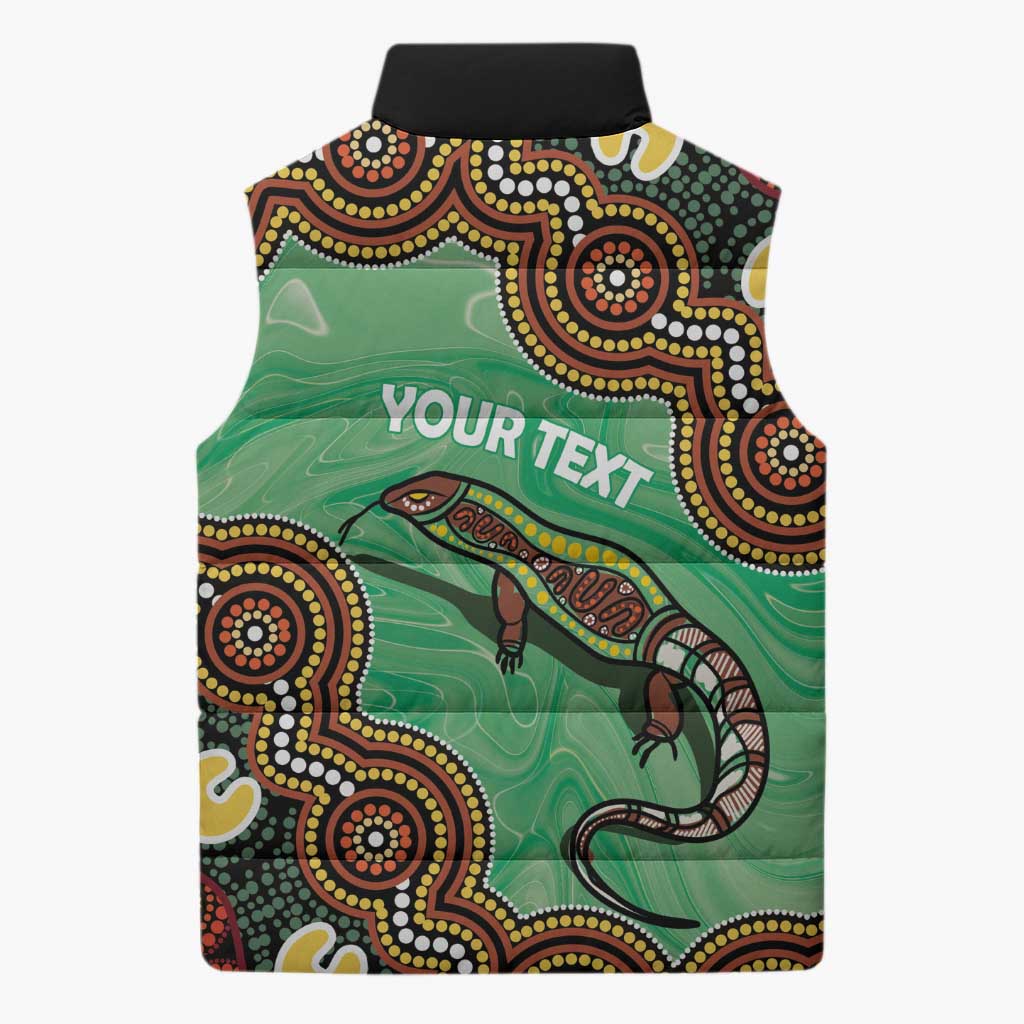 Personalised Australia Goanna NAIDOC Week 2026 Sleeveless Puffer Jacket 50 Years of Deadly Aboriginal Art