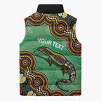 Personalised Australia Goanna NAIDOC Week 2026 Sleeveless Puffer Jacket 50 Years of Deadly Aboriginal Art