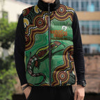 Personalised Australia Goanna NAIDOC Week 2026 Sleeveless Puffer Jacket 50 Years of Deadly Aboriginal Art
