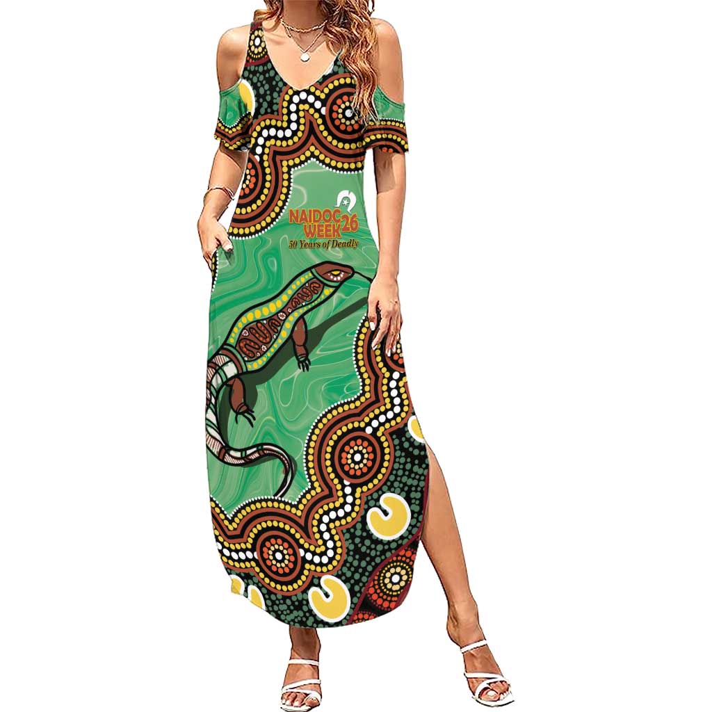 Personalised Australia Goanna NAIDOC Week 2026 Summer Maxi Dress 50 Years of Deadly Aboriginal Art