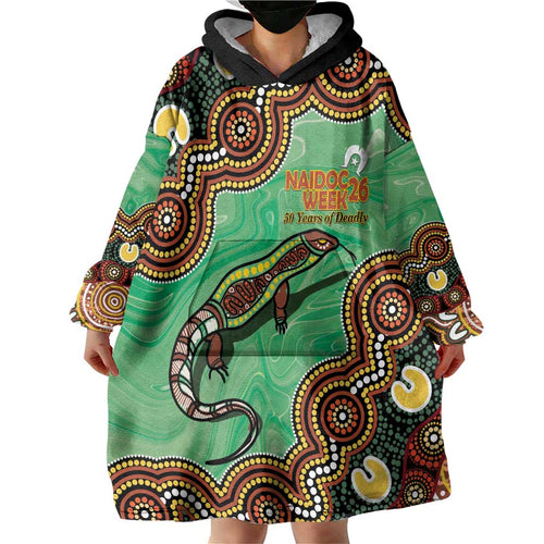 Personalised Australia Goanna NAIDOC Week 2026 Wearable Blanket Hoodie 50 Years of Deadly Aboriginal Art