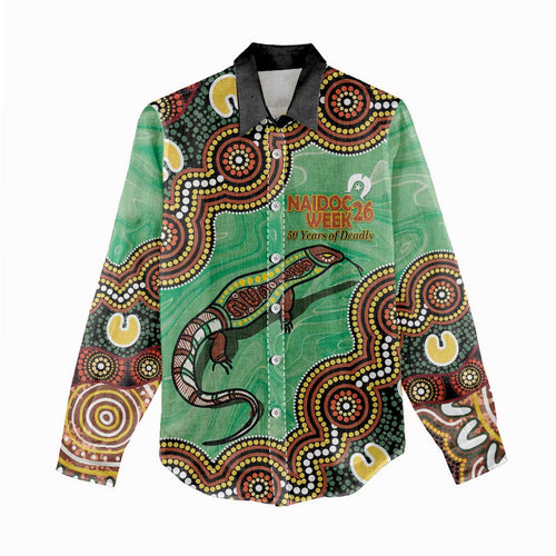 Personalised Australia Goanna NAIDOC Week 2026 Women Casual Shirt 50 Years of Deadly Aboriginal Art
