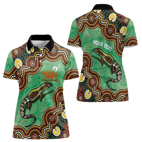 Personalised Australia Goanna NAIDOC Week 2026 Women Polo Shirt 50 Years of Deadly Aboriginal Art