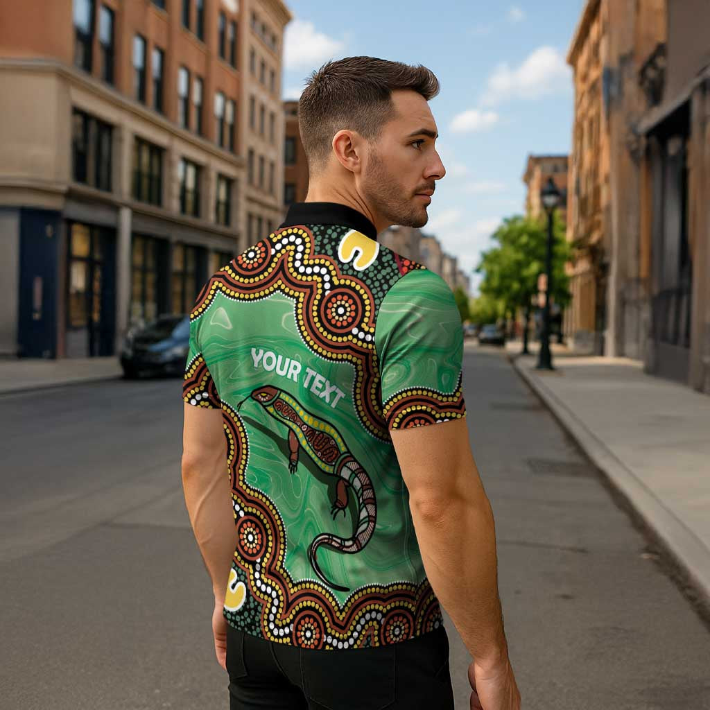 Personalised Australia Goanna NAIDOC Week 2026 Zipper Polo Shirt 50 Years of Deadly Aboriginal Art