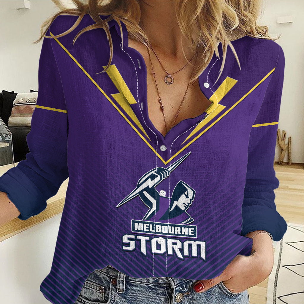 (Custom Text And Number) Storm Rugby 2023 Women Casual Shirt Purple Sporty Go Storm LT14