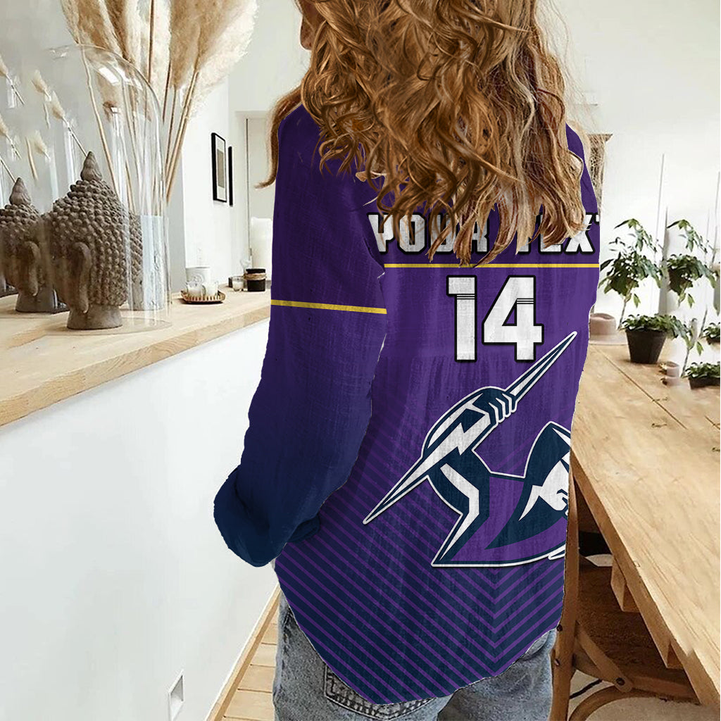 (Custom Text And Number) Storm Rugby 2023 Women Casual Shirt Purple Sporty Go Storm LT14