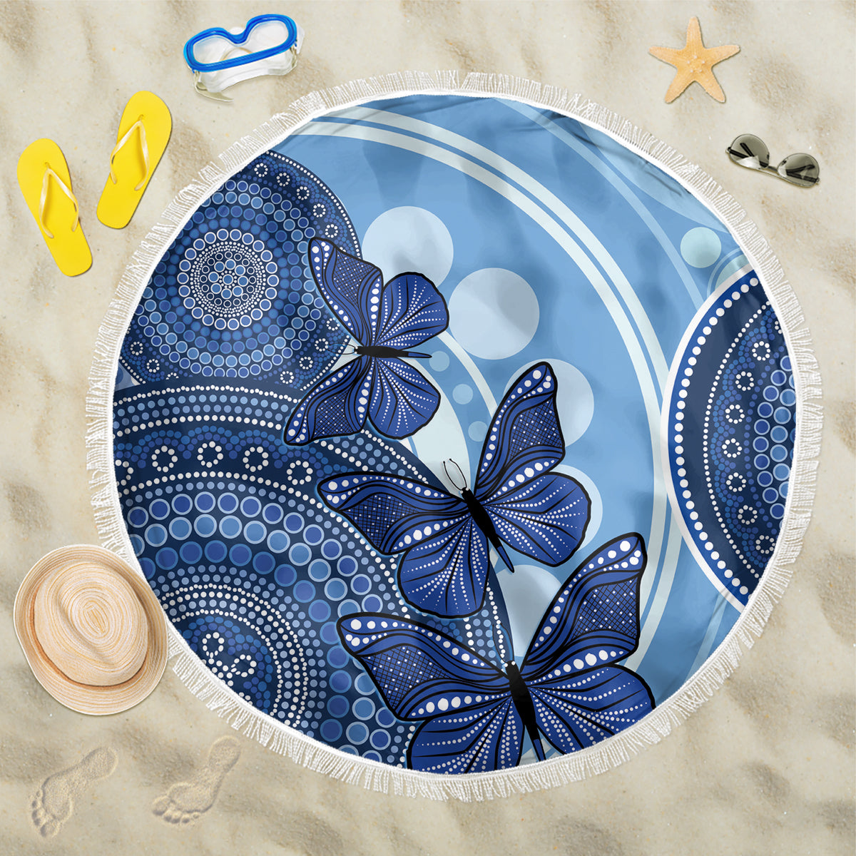 Australia Autism Awareness Beach Blanket 4 April Indigenous Butterfly