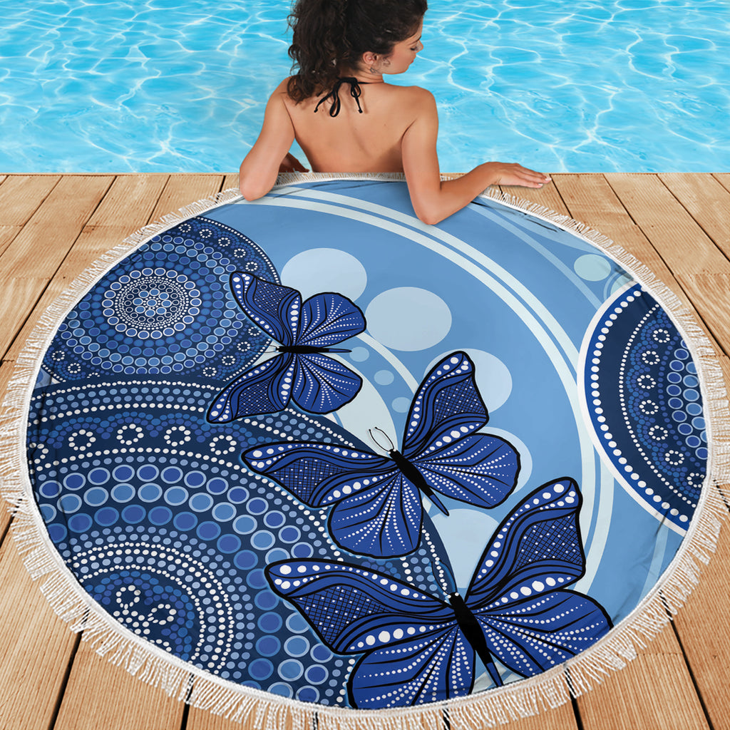 Australia Autism Awareness Beach Blanket 4 April Indigenous Butterfly