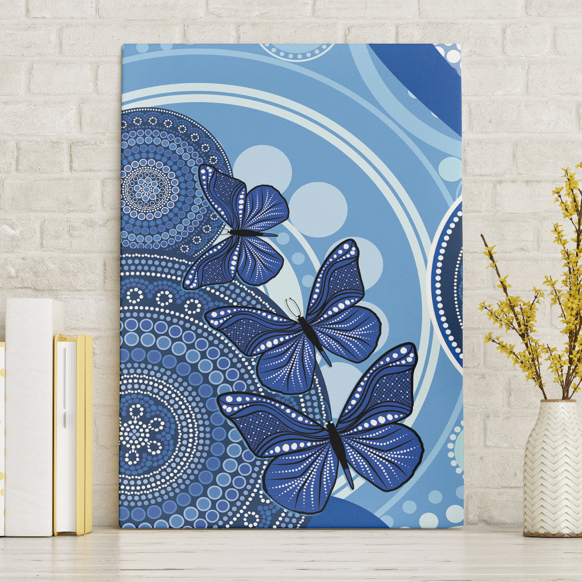 Australia Autism Awareness Canvas Wall Art 4 April Indigenous Butterfly