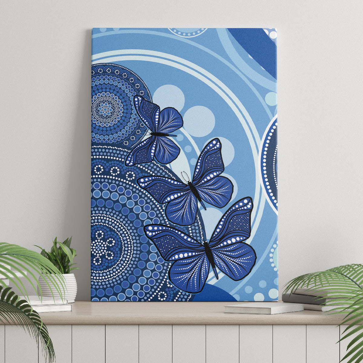Australia Autism Awareness Canvas Wall Art 4 April Indigenous Butterfly