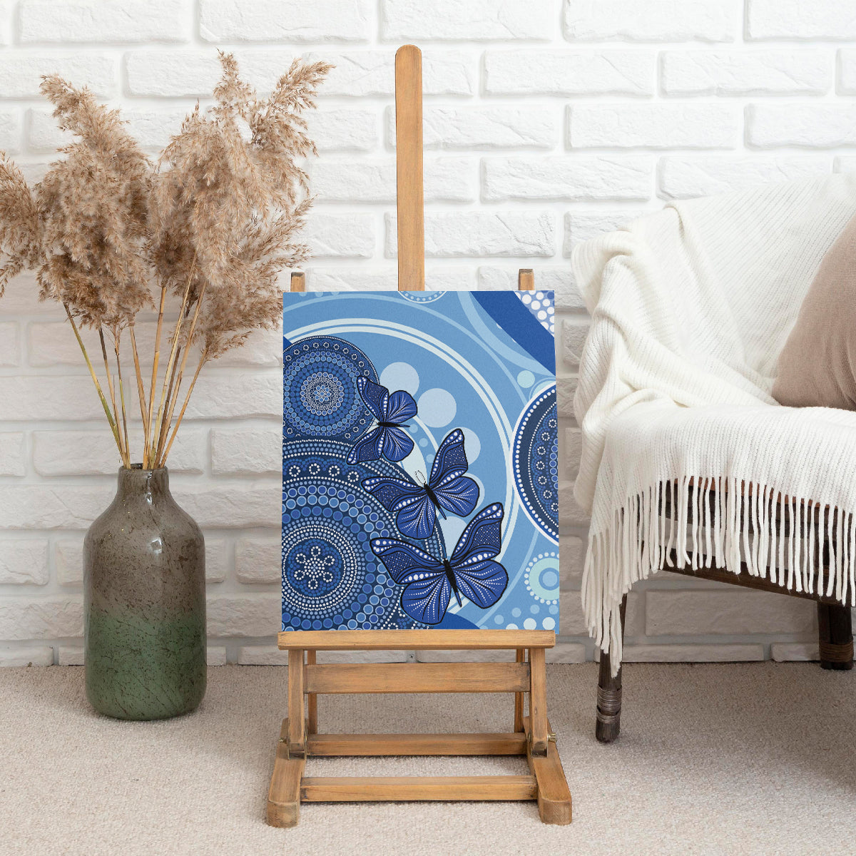 Australia Autism Awareness Canvas Wall Art 4 April Indigenous Butterfly