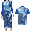 Australia Autism Awareness Couples Matching Long Sleeve Bodycon Dress and Hawaiian Shirt 4 April Indigenous Butterfly