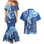 Australia Autism Awareness Couples Matching Mermaid Dress and Hawaiian Shirt 4 April Indigenous Butterfly