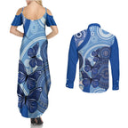 Australia Autism Awareness Couples Matching Summer Maxi Dress and Long Sleeve Button Shirt 4 April Indigenous Butterfly