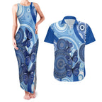 Australia Autism Awareness Couples Matching Tank Maxi Dress and Hawaiian Shirt 4 April Indigenous Butterfly