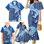 Australia Autism Awareness Family Matching Mermaid Dress and Hawaiian Shirt 4 April Indigenous Butterfly