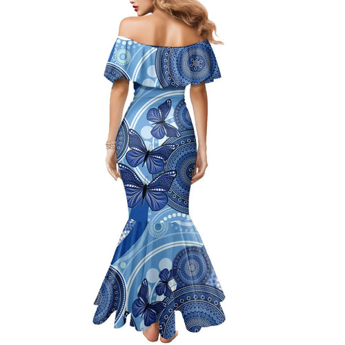 Australia Autism Awareness Family Matching Mermaid Dress and Hawaiian Shirt 4 April Indigenous Butterfly