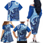 Australia Autism Awareness Family Matching Off The Shoulder Long Sleeve Dress and Hawaiian Shirt 4 April Indigenous Butterfly