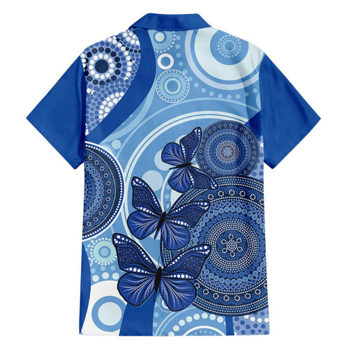 Australia Autism Awareness Family Matching Off The Shoulder Long Sleeve Dress and Hawaiian Shirt 4 April Indigenous Butterfly