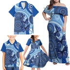 Australia Autism Awareness Family Matching Off Shoulder Maxi Dress and Hawaiian Shirt 4 April Indigenous Butterfly