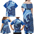 Australia Autism Awareness Family Matching Off Shoulder Maxi Dress and Hawaiian Shirt 4 April Indigenous Butterfly