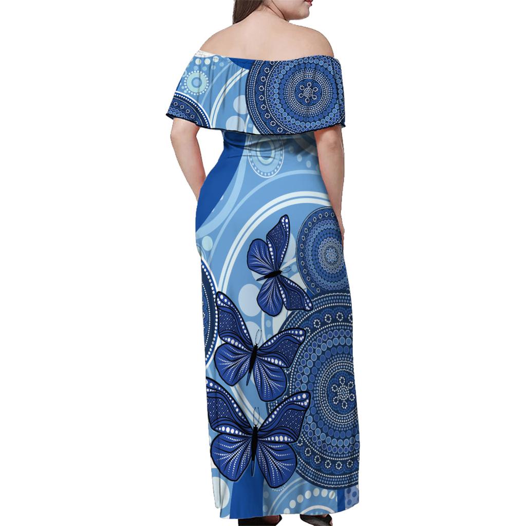 Australia Autism Awareness Family Matching Off Shoulder Maxi Dress and Hawaiian Shirt 4 April Indigenous Butterfly