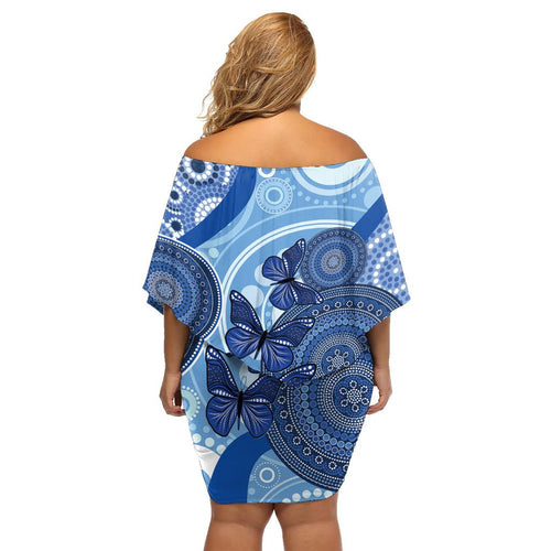 Australia Autism Awareness Family Matching Off Shoulder Short Dress and Hawaiian Shirt 4 April Indigenous Butterfly