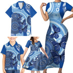 Australia Autism Awareness Family Matching Short Sleeve Bodycon Dress and Hawaiian Shirt 4 April Indigenous Butterfly