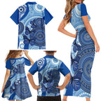 Australia Autism Awareness Family Matching Short Sleeve Bodycon Dress and Hawaiian Shirt 4 April Indigenous Butterfly