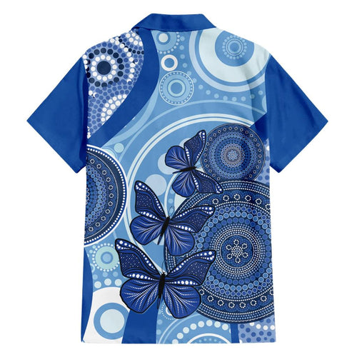 Australia Autism Awareness Family Matching Short Sleeve Bodycon Dress and Hawaiian Shirt 4 April Indigenous Butterfly