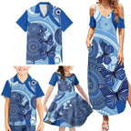 Australia Autism Awareness Family Matching Summer Maxi Dress and Hawaiian Shirt 4 April Indigenous Butterfly