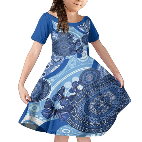Australia Autism Awareness Family Matching Summer Maxi Dress and Hawaiian Shirt 4 April Indigenous Butterfly