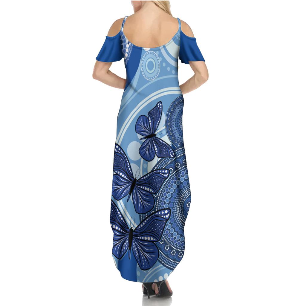 Australia Autism Awareness Family Matching Summer Maxi Dress and Hawaiian Shirt 4 April Indigenous Butterfly