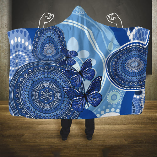 Australia Autism Awareness Hooded Blanket 4 April Indigenous Butterfly