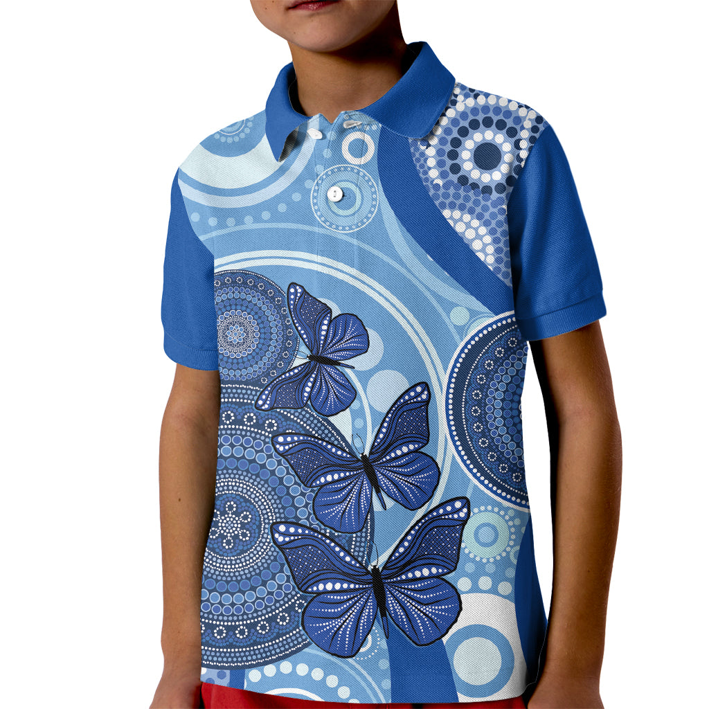 Australia Autism Awareness Kid Polo Shirt 4 April Indigenous Butterfly