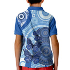 Australia Autism Awareness Kid Polo Shirt 4 April Indigenous Butterfly
