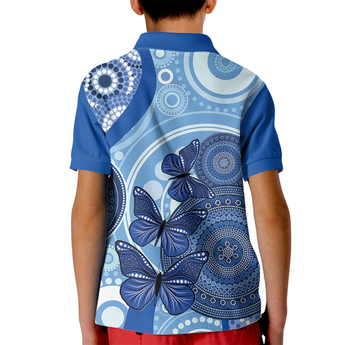 Australia Autism Awareness Kid Polo Shirt 4 April Indigenous Butterfly