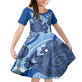 Australia Autism Awareness Kid Short Sleeve Dress 4 April Indigenous Butterfly